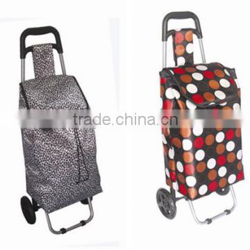very cheap lightweight folding shopping trolley with polyester PVC coated bag
