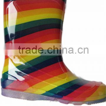 2013 last pvc boots for kids with stripe pattern
