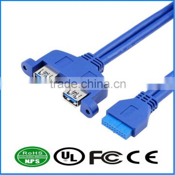 Dual USB3.0 AF To 20Pin Computer Front Panel Cable PC Case PCI Dam Board Cable