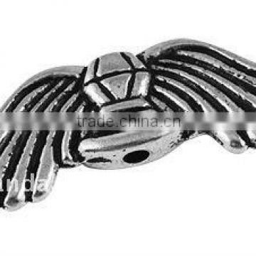 Tibetan Style Beads, Lead Free and Nickel Free, Wing, Antique Silver, 31x10x3mm, hole: 1mm(TIBEB-A11258-AS-FF)