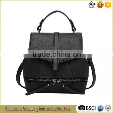 Hot Selling Wholesale Waxed PU leather 3-Way Ladies Bag