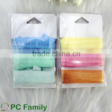 6 yards packing colorful fold over elastic ribbon set