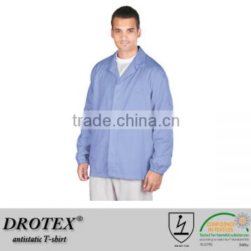 EN1149 certified TC twill 5mm grid antistatic t-shirt and esd jackets
