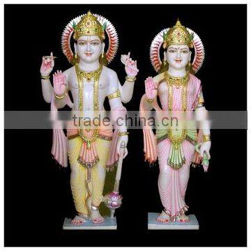 White Marble Lord Vishnu Laxmi Narayan Statue