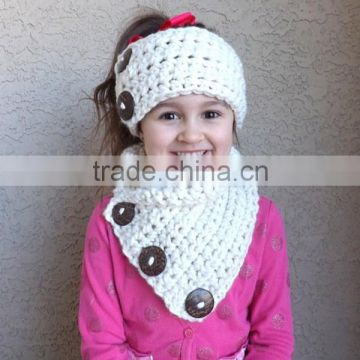 Crochet wool scarf sets for kids neck warmer and ear warmer sets