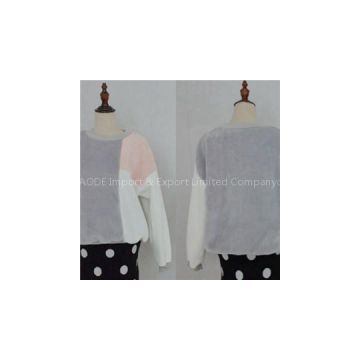 Women Sport Pullover Sweater In Soft Fluffy Patchwork Fur Fabric
