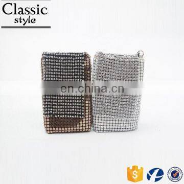 CR Low MOQ requirements aluminum diamond inlaid surface long chain hottest wholesale cell phone cases