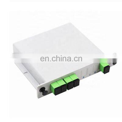 Ftth 1x4 1x2 plc box splitter steel tube  splitter rack mount fiber optical modular  splitter with connector sc apc upc