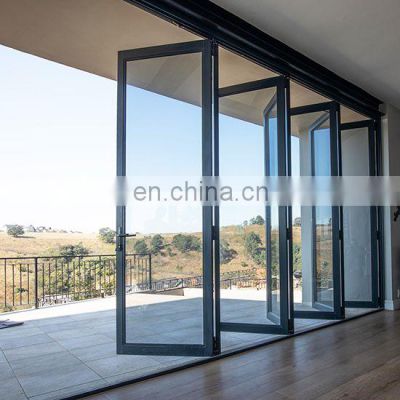 Factory price balcony aluminum frame glass folding doors glass bifold door with hardware