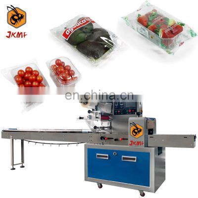 JKMF Auto Fruit Tray Horizontal Packaging Machine For Cherry Tomato Strawberry Packing Machine Grape Avocado Packing Machine