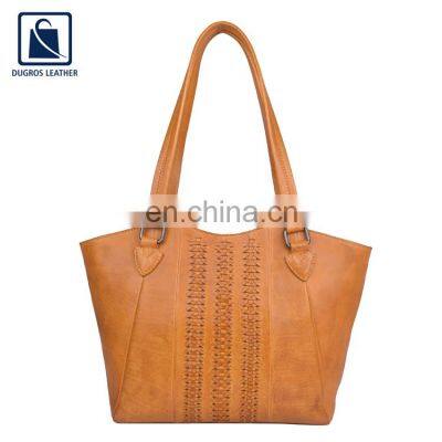 Premium Quality Custom Brand Swiss Cotton Lining Material Vintage Style Flap Shape Genuine Leather Women Handbag for Sale