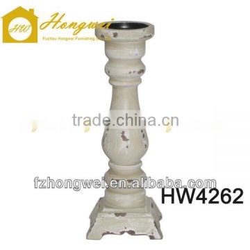 Hongwei antiquated white wooden candle holder