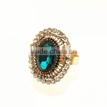 Big gold ring with big oval stone shape finger ring