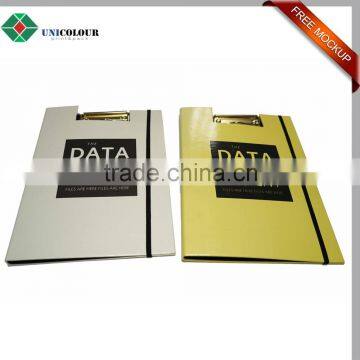 Custom design metal clip hardcover cardboard file folder