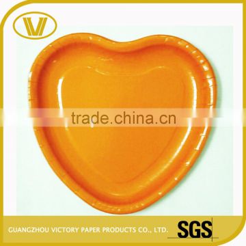9inches Orange customize design your own paper food tray disposable plates price                        
                                                                                Supplier's Choice