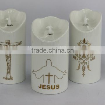 church candle flameless LED candle in ceramic