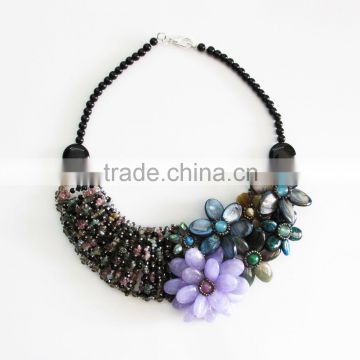 Agate Flower stones necklace with Mixed stones HN415