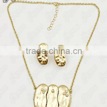 Juyuan Fashion 18K Gold Plated Pendant&Earring Pearl Semi-gloss set