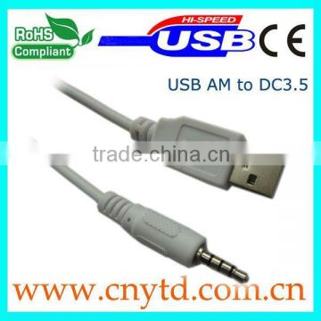 white usb cable usb AM to 3.5 mm dc cable