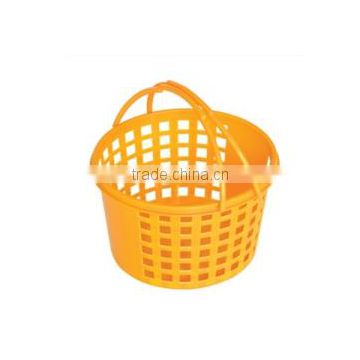 small round plastic storage basket with handle