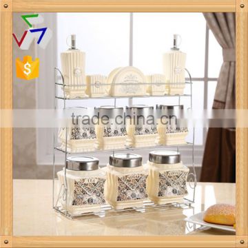 kitchenware food storage ceramic canister set with metal stand