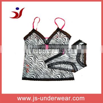 wholesales price fashion printed ladies camisole underwear set