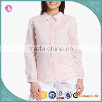 Women Blouse Shirt Model Woman Fashion Pink Linen Shirt