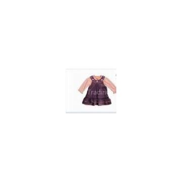 woven cotton Long Sleeved Children Infant baby Girl Flower Dress coat Set OEM