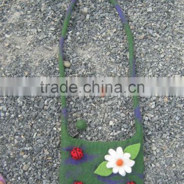 Cheap wholesale ladybird & flower design baby bag/ 100% New Zealand wool hand made ladies bag