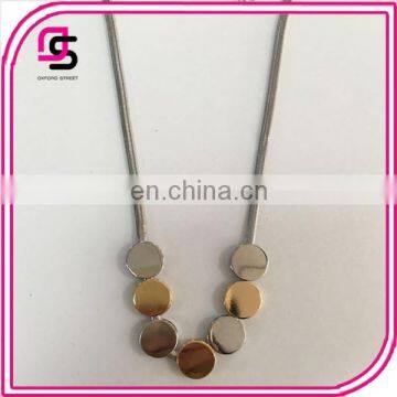 2017 Fashion round paillette pendants silvery and rose gold Statement Necklace