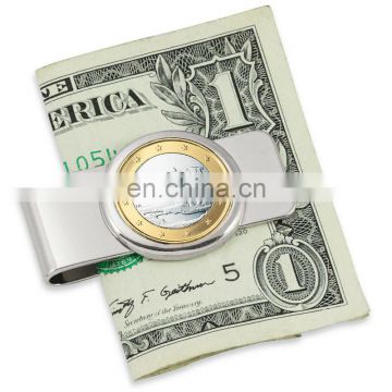 Gear Polished Silver Plated Stainless Steel Money Clip