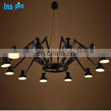 Modern Retractable black wrought Iron spider shape decorative led chandelier pendant light