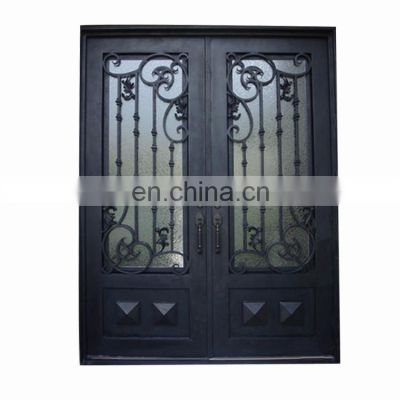 Villa house cast front grill gate hot sale designs heavy duty metal jamb double swing security wrought iron door