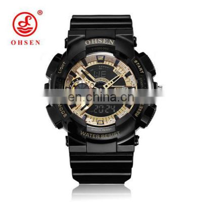 OHSEN AD1803  Men Digital+Quartz Watches 30M Water Resistant LED Digital Plastic Wristwatch