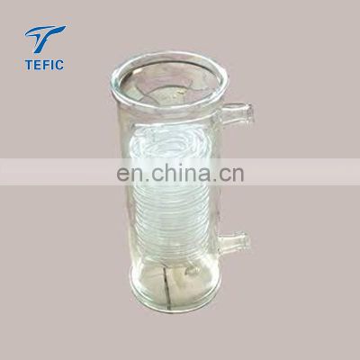 3 Square Meters Glass Coil Condenser for Distillation, Laboratory Boro 3.3 Glass Condenser with bulbed inner tube