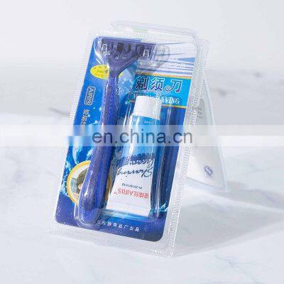 High-end hotel guest room disposable men's razor set with shaving cream