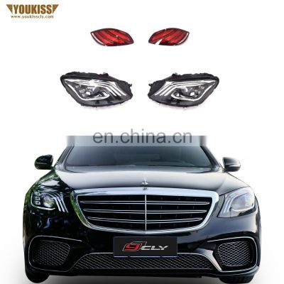 Automotive Body Parts ABS Headlight and Taillight For Benz S class W222 Change To Benz S65 Headlamp and Rear Lamp Car parts