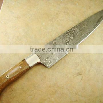 udk s2" custom handmade Damascus chef knife with Walunt wood