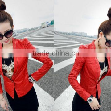 popular style woman jacket 2014 apparel high fashion leather jacket wholesale in alibaba china J0896069-1
