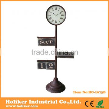 metal material stand garden clock with calendar display