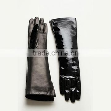 bright color patent long leather gloves