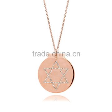 Silver/Brass with 14k Plated Rose Gold Genuine Crystal Customize Design Religions Symbol 'Judaism' Pendants Jewelry