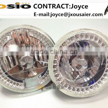 5 inch Round BMC with Hold with LEDs Halo Ring Auto Halogen Semi Sealed Beam Headlight Install H4 or HID H4 Xenon Bulb
