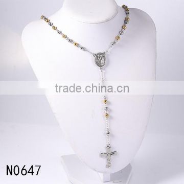 European fashion accessories latest cross pendant dither beads christmas discount necklace