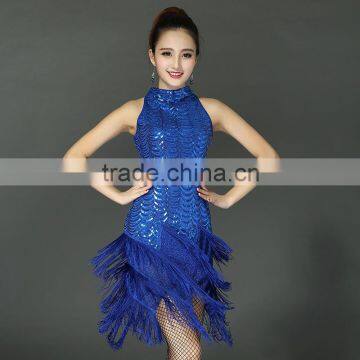 new 2016 Latin dance costumes High-grade sequins tassel Latin dance skirt costumes Adult dance performance clothing