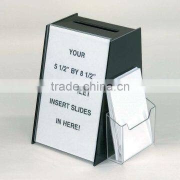 acrylic donation box with brochure holder