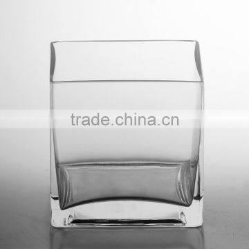 Hand make glass ware square glass vase