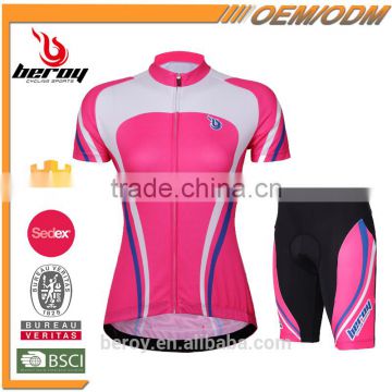 BEROY Pro Team Pink Short Cycling Jerseys, Custom Bike Jerseys No Minimum
