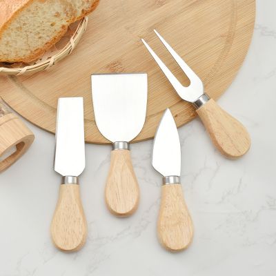 4 piece cheese knives set with Wood Handle Steel Stainless Cheese Slicer Cheese Cutter