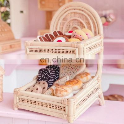Hot Selling Deluxe Rainbow Rattan Cake stand Basket Handwoven Basket for Breakfast Wholesale